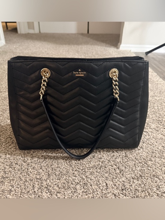 kate spade Handbags - kate spade Black Quilted Chevron Tote with Gold Hardware
